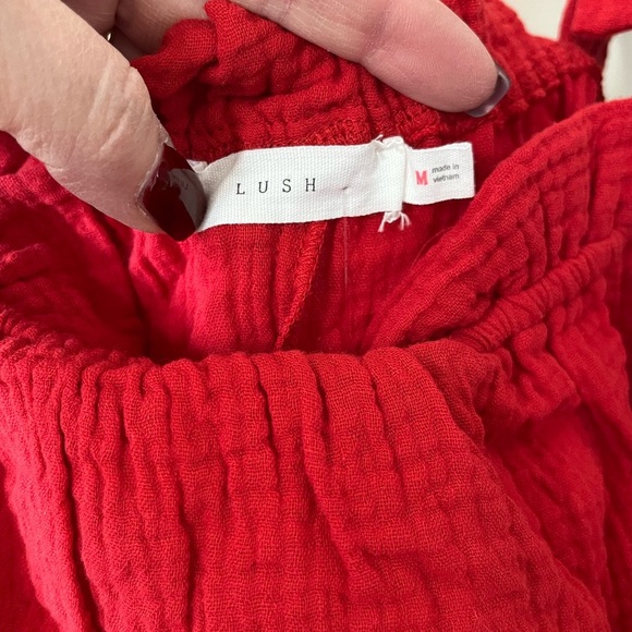 NWT LUSH Red Cotton Shoulder Tie Dress Women’s Size Medium - Picture 9 of 13